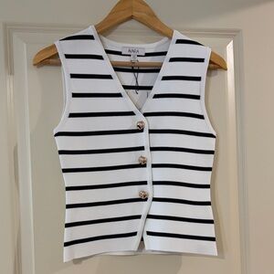 Avara Women's Navy and White Striped Button Down Shirt